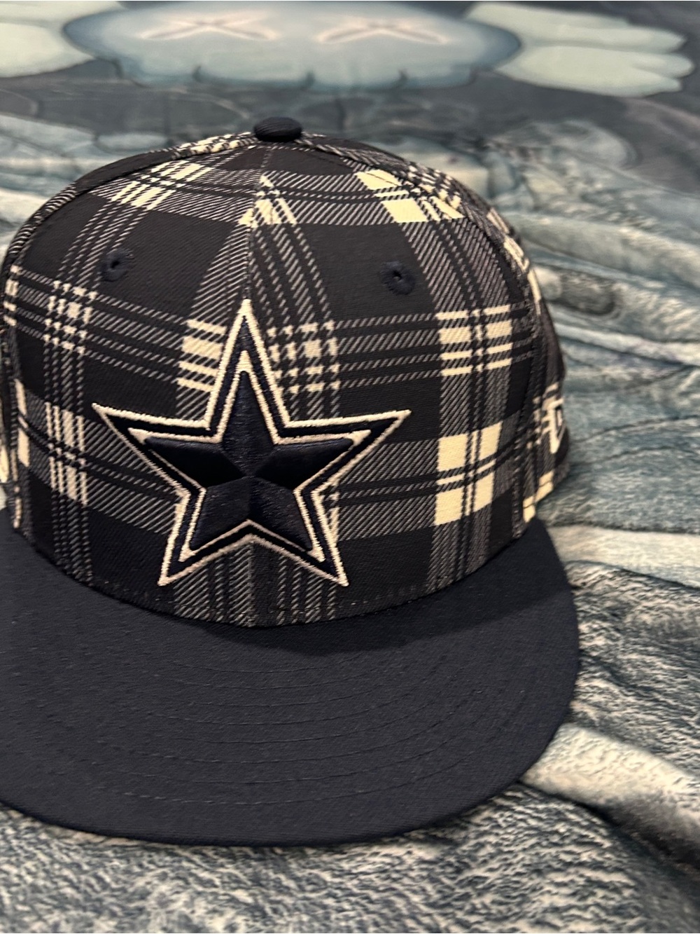 New Era Dallas Cowboys Plaid Black and Cream Fitted Hat